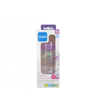 MAM Biberon Anti-Colique Mauve 0+ Mois Débit 2 260 ml