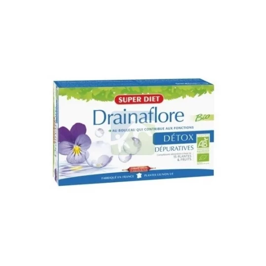 Superdiet Drainaflore Détox Dépuratives Bio Ampoules x 20