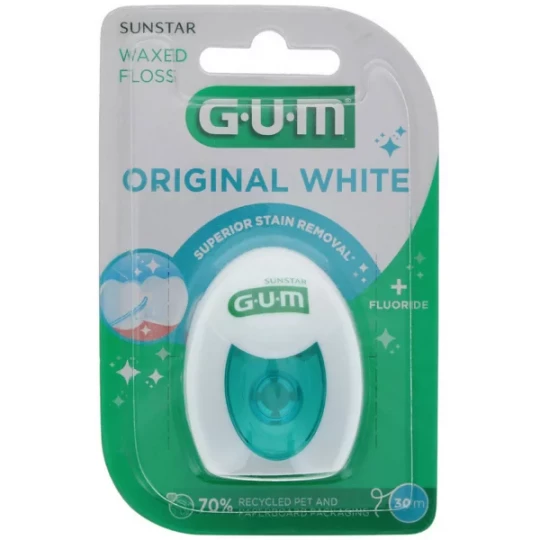 GUM Fil Dentaire Ciré Original White 30 m