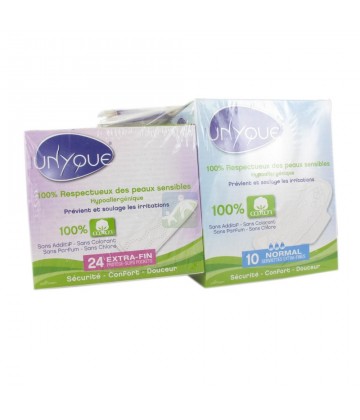 Unyque Protège Slips Extra Fins x 24 + Serviettes Extra-Fines x 10