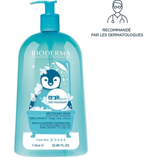 Bioderma ABCDerm Gel Moussant Nettoyant Doux 1 L