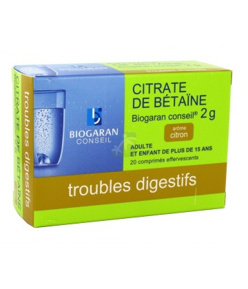 Citrate de Bétaïne Citron Biogaran 2 g x 20