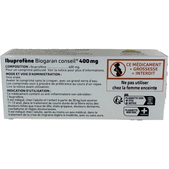 Ibuprofène 400 mg Biogaran Conseil x 10 - image 2
