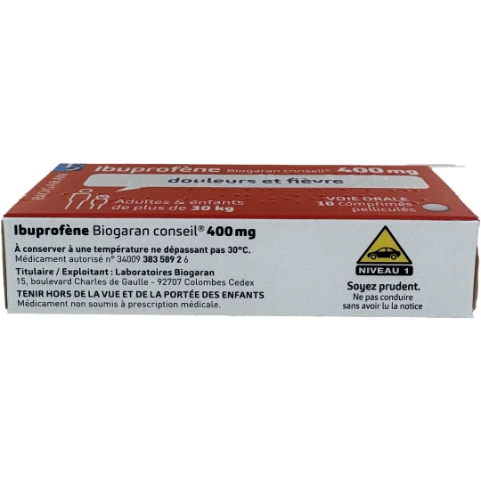 Ibuprofène 400 mg Biogaran Conseil x 10
