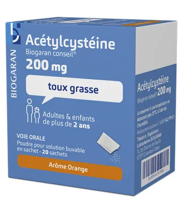 Acétylcystéïne Biogaran 200 mg sachets