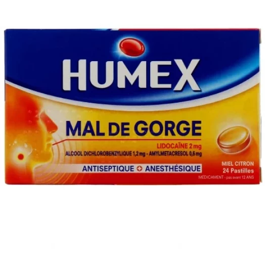 Humex Mal de Gorge Lidocaïne Miel Citron Pastilles x 24 - image 3