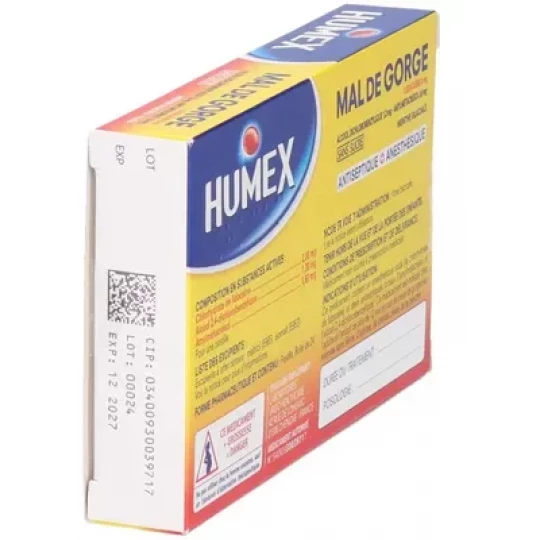 Humex Mal de Gorge Lidocaïne Menthe Glaciale Pastilles Sans Sucre x 24 - image 3
