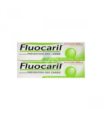 Fluocaril Bi-Fluoré 250 mg Menthe Pâte Dentifrice 2 x 75 ml