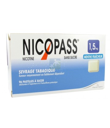 Nicopass 1,5 mg Pastilles Menthe Fraîcheur x 96
