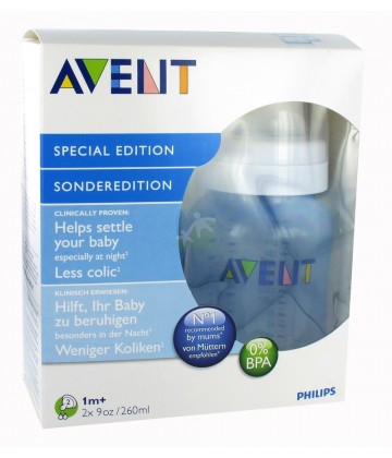 Philips Avent Lot de 2 biberons 260 ml bleus en polypropylène