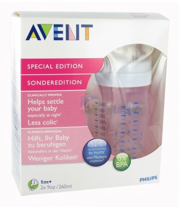 Philips Avent Lot de 2 biberons 260 ml roses en polypropylène