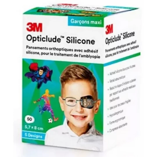 3M Opticlude Silicone 5.7 x 8.0 cm Garçons Pansements x 50