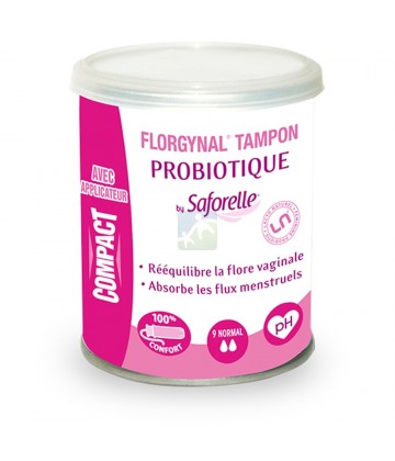 Saforelle Florgynal Tampon Probiotique Normal Compact Avec Applicateur 2 x 9
