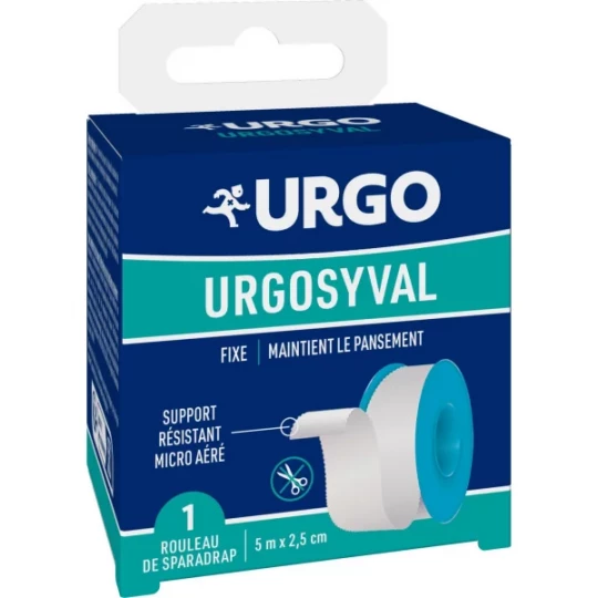UrgoSyval Sparadrap Résistant Blanc 2,5 cm x 5 m