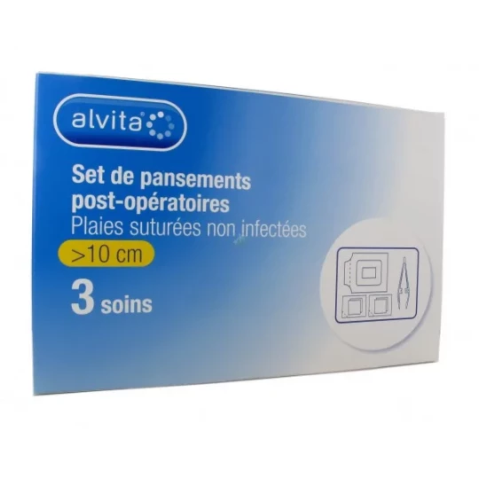 Alvita Set Pansements Plaies Post-Opératoires Supérieures à 10 cm x 3