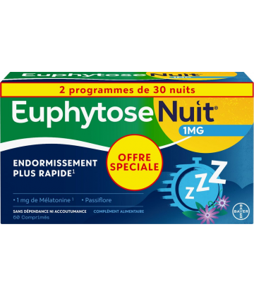 Euphytose Nuit Comprimés Mélatonine et Passiflore