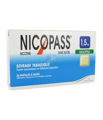 Nicopass 1,5 mg Pastilles Eucalyptus x 36