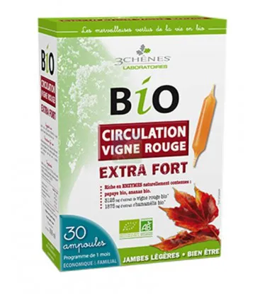 3 Chênes Bio Circulation Vigne Rouge Ampoules x 30
