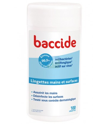 Baccide Lingettes Mains et Surfaces x 100