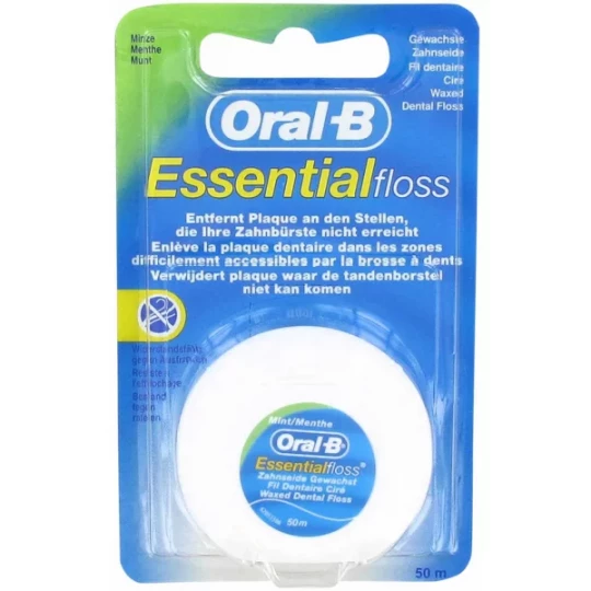 Oral'B Fil Dentaire Essential Ciré Mentholé 50 m