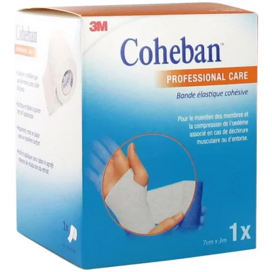 3M Coheban Blanc Bande de Contention Adhésive  3 m x 7,5 cm   