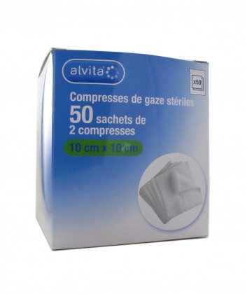 Alvita Compresses De Gaze Stériles 10 cm x 10 cm x 50