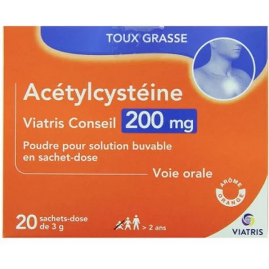 Acétylcystéïne Mylan Viatris 200 mg Sachets x 20