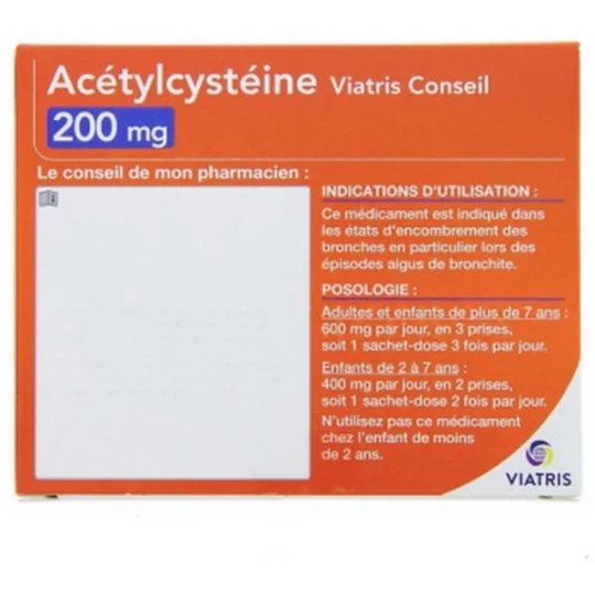 Acétylcystéïne Mylan Viatris 200 mg Sachets x 20 - image 2