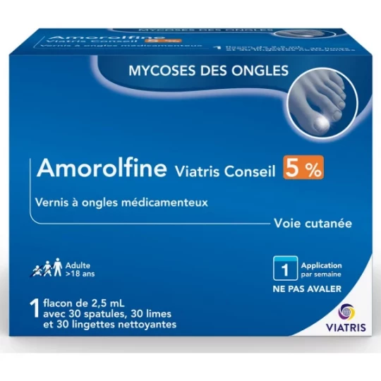 Amorolfine Mylan Viatris Conseil 5% Vernis à ongles médicamenteux 2,5 ml