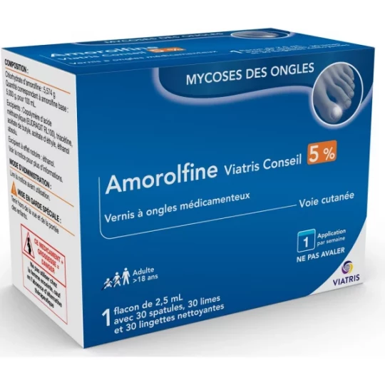 Amorolfine Mylan Viatris Conseil 5% Vernis à ongles médicamenteux 2,5 ml - image 2