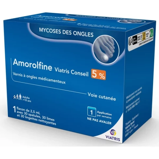 Amorolfine Mylan Viatris Conseil 5% Vernis à ongles médicamenteux 2,5 ml - image 3