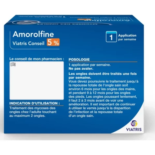 Amorolfine Mylan Viatris Conseil 5% Vernis à ongles médicamenteux 2,5 ml - image 4