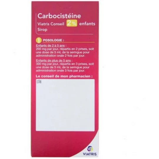 Carbocistéïne Mylan Viatris 2% Enfants Sirop 125 ml - image 2