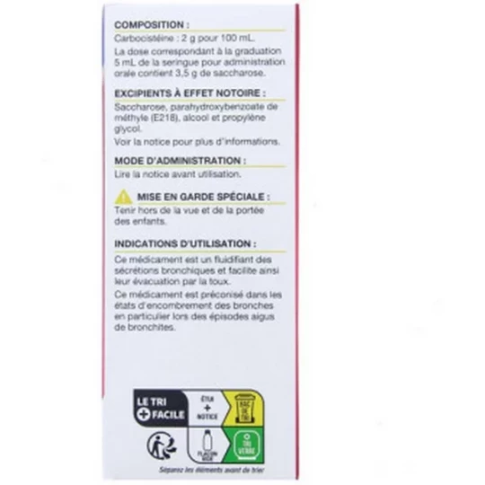 Carbocistéïne Mylan Viatris 2% Enfants Sirop 125 ml - image 3