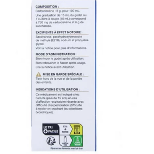 Carbocistéïne Mylan Viatris 5% Adultes Sirop 200 ml - image 3