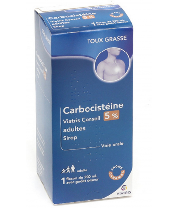 Carbocistéïne Mylan Viatris 5% Adultes Sirop Sans Sucre 200 ml
