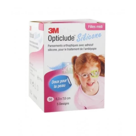 3M Opticlude Silicone 5.3 x 7.0 cm Filles Pansements x 50