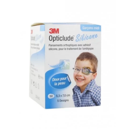 3M Opticlude Silicone 5.3 x 7.0 cm Garçons Pansements x 50