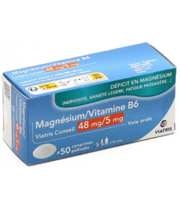 Magnésium/Vitamine B6 Viatris 48 mg/5 mg Comprimés x 50