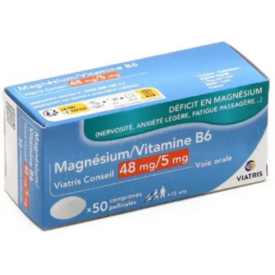 Magnésium/Vitamine B6 Viatris 48 mg/5 mg Comprimés x 50