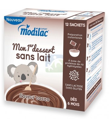 Modilac Mon 1er Dessert Sans Lait Saveur Cacao x 12