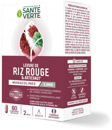 Santé Verte Levure de Riz Rouge et Artichaut x 60