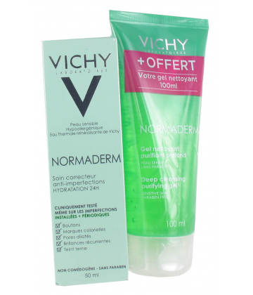 Vichy Normaderm Soin Embellisseur Anti-imperfections Hydratation 24h 50 ml+ Gel Nettoyant Purifiant 100 ml OFFERT