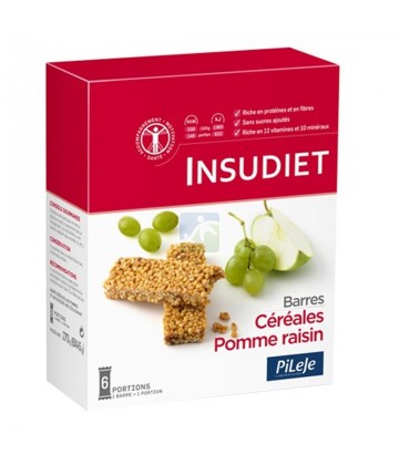 PiLeJe Insudiet Barres Céréales Pomme Raisin x 6