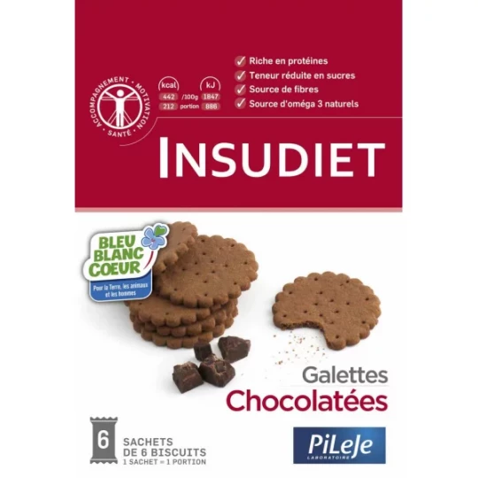 PiLeJe Insudiet Galettes Chocolatées Sachets x 6