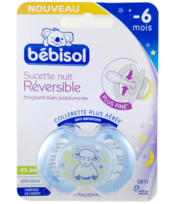 Bébisol Sucette Nuit SR11 Réversible Silicone -6 mois