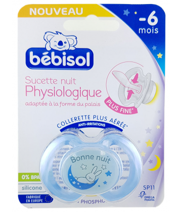 Bébisol Sucette Nuit SP11 Physiologique Silicone -6 mois
