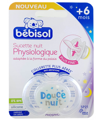 Bébisol Sucette Nuit SP21 Physiologique Silicone +6mois