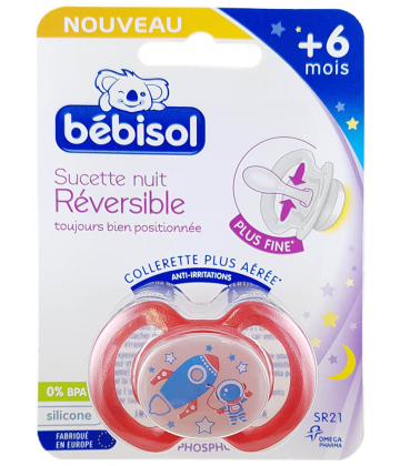 Bébisol Sucette Nuit SR21 Réversible Silicone +6 mois