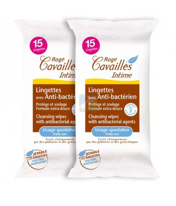 Rogé Cavaillès Soin Toilette Intime Lingettes avec Anti-bactérien 2 x 15